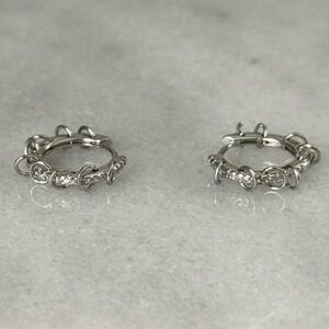 COPY - Sterling Silver Crystal Pave Chain Dangle Hoop Earrings 

Brand New